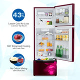Whirlpool Protton 237L 2 Star Frost Free 3-Door Refrigerator with Multi Air Flow, Toughened Glass Shelves & Separate Storage, Wine Petalia – PRONXT SP285 3D PRM WINE PETALIA(2S)-Y (22357)