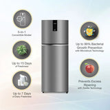 Whirlpool IntelliFresh Pro 235L 2 Star Inverter Convertible Frost Free Double Door Refrigerator with Multi Air Flow, Toughened Glass Shelves & Stabilizer-Free Operation, Athena Steel – IFPRO INV CNV 278 ATHENA STEEL(2s)-Y (22344)
