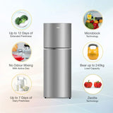 Whirlpool NeoFresh 235L 2 Star Frost Free Double Door Refrigerator with Toughened Glass Shelves, Multi Air Flow & Stabilizer-Free Operation, Athena Steel – NEO SP278 PRM ATHENA STEEL(2S)-Y (22313)