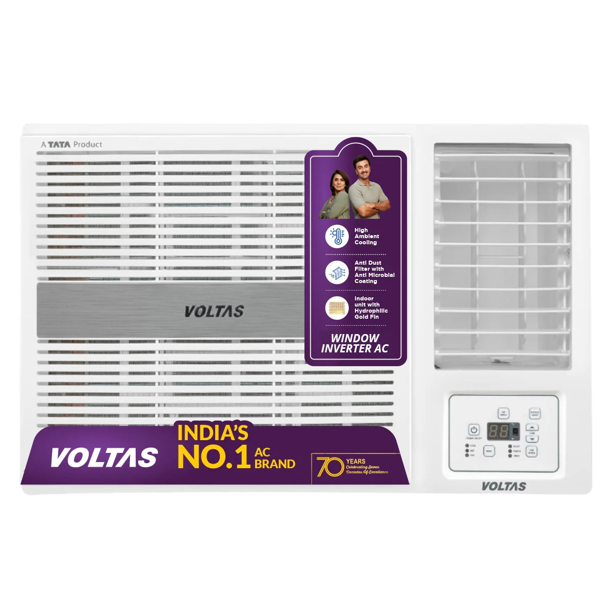 Voltas 1.5 ton 3 Star Inverter Window AC (Copper, 2-in-1 Cooling Modes, Anti-Dust Filter, 2-Way Swing, Memory Restart, Sleep, Mode 2026(183INV PEARL, White)