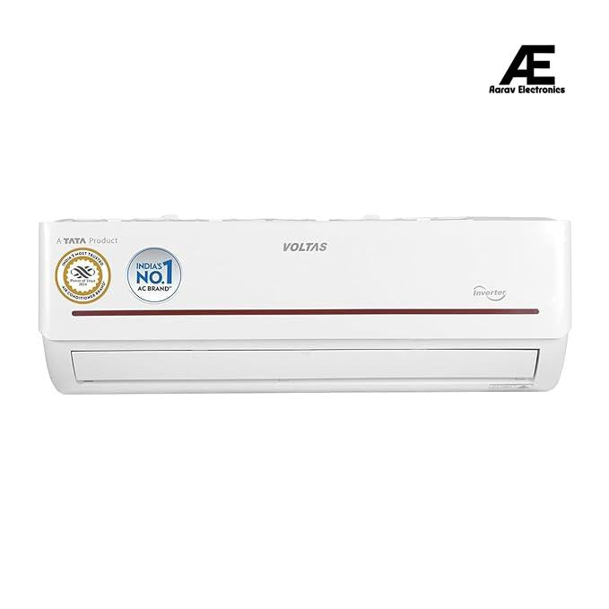 Voltas 1.5 ton, 3 Star, Hot &amp; Cold Inverter Split AC (Copper, 5 in 1 Adjustable Mode, Anti Dust with Anti Microbial Filter, 183VH Vertis Prism, White/Red Stripe)