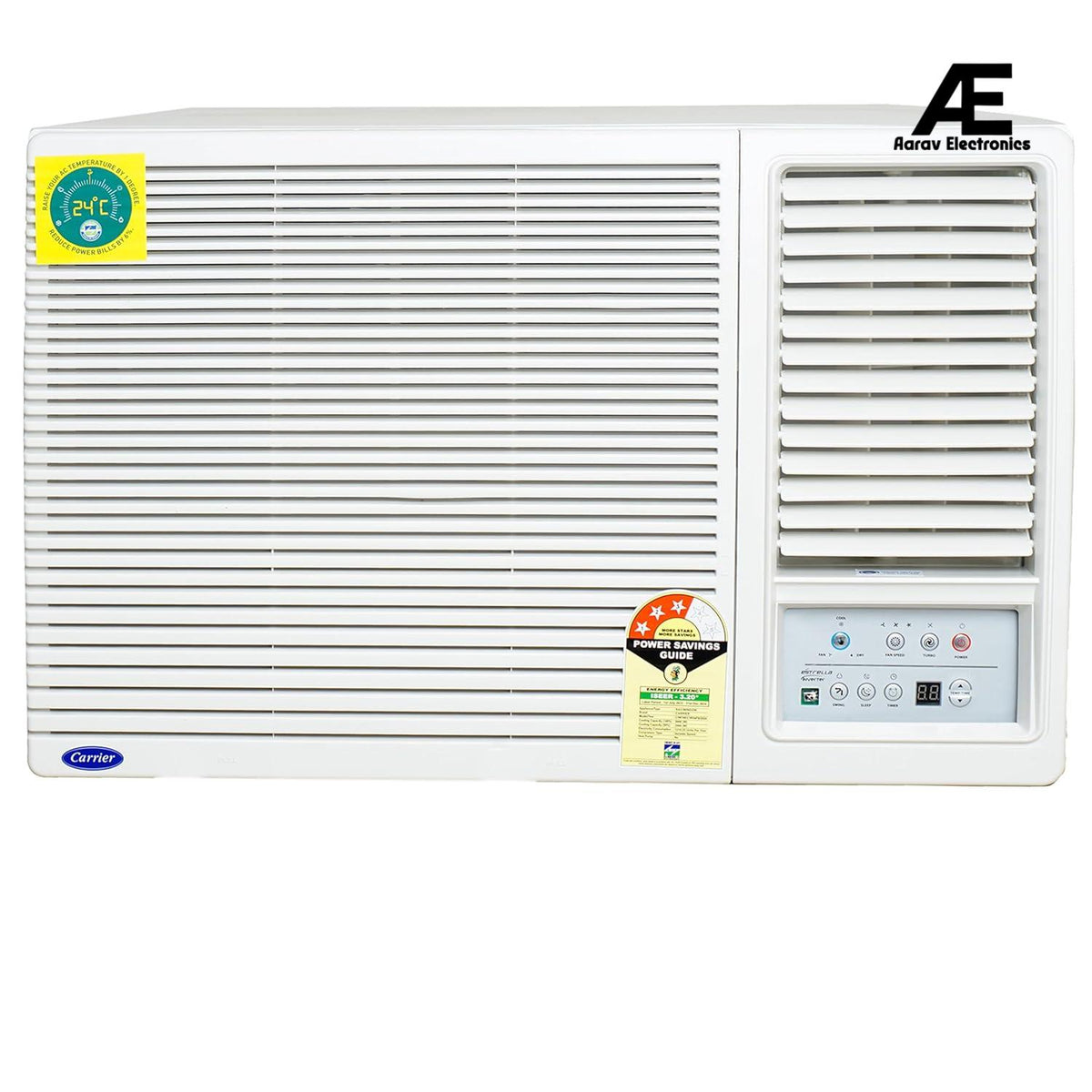 Carrier 1.5Ton 3 Star Copper, Dust Filter &amp; Turbo Mode, 2024 Model Window Inverter Air Conditioner (18KESTRELLA EXI, White)