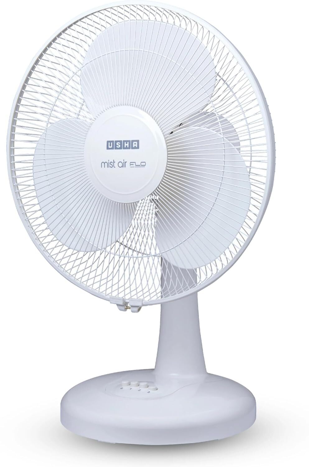 USHA Mist Air Flo 400 mm Table Fan | High Speed Air Delivery | 3 Blade | Powerful Cooling | Low Noise | 2 Year Warranty (White)