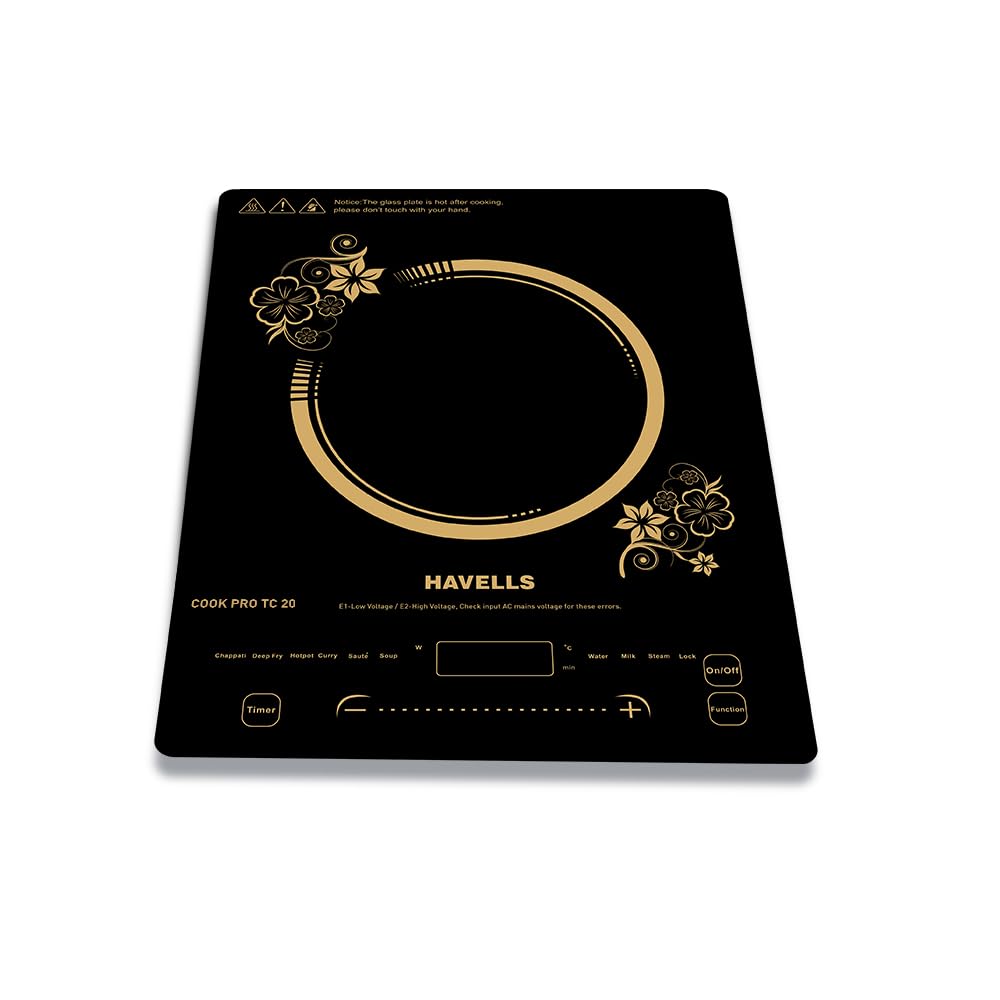 Havells Cook Pro TC-20 Induction Cooktop | Up to 9 Cooking Modes | Digital Display for Time & Power | GHCICRVA200