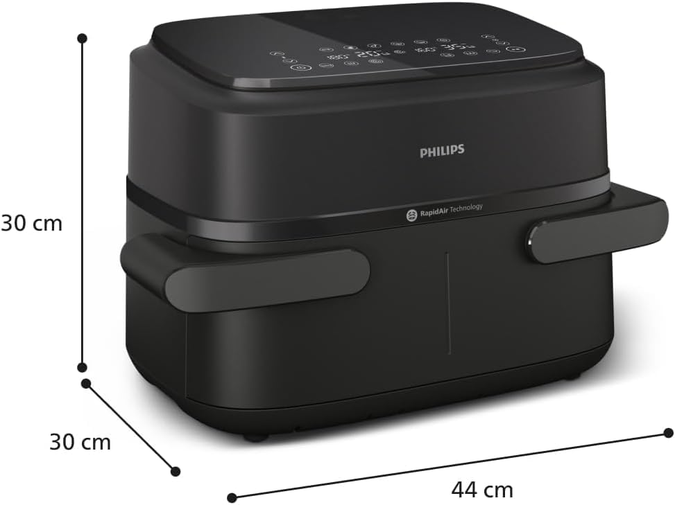 Philips 1000 Series Airfryer Double Drawer NA154/00 – 7.1L, Removable Divider, RapidAir Technology, 10 Cooking Modes