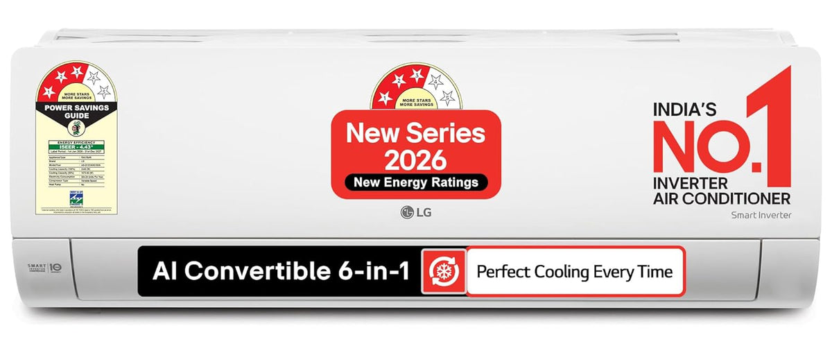 LG 3 Star (1.0) Split AC, AI Convertible, Auto Clean, Gold Fin+, Diet Mode+, Viraat Mode, 3.3 kW, 2026 Model,(AS-Q12CNXE)