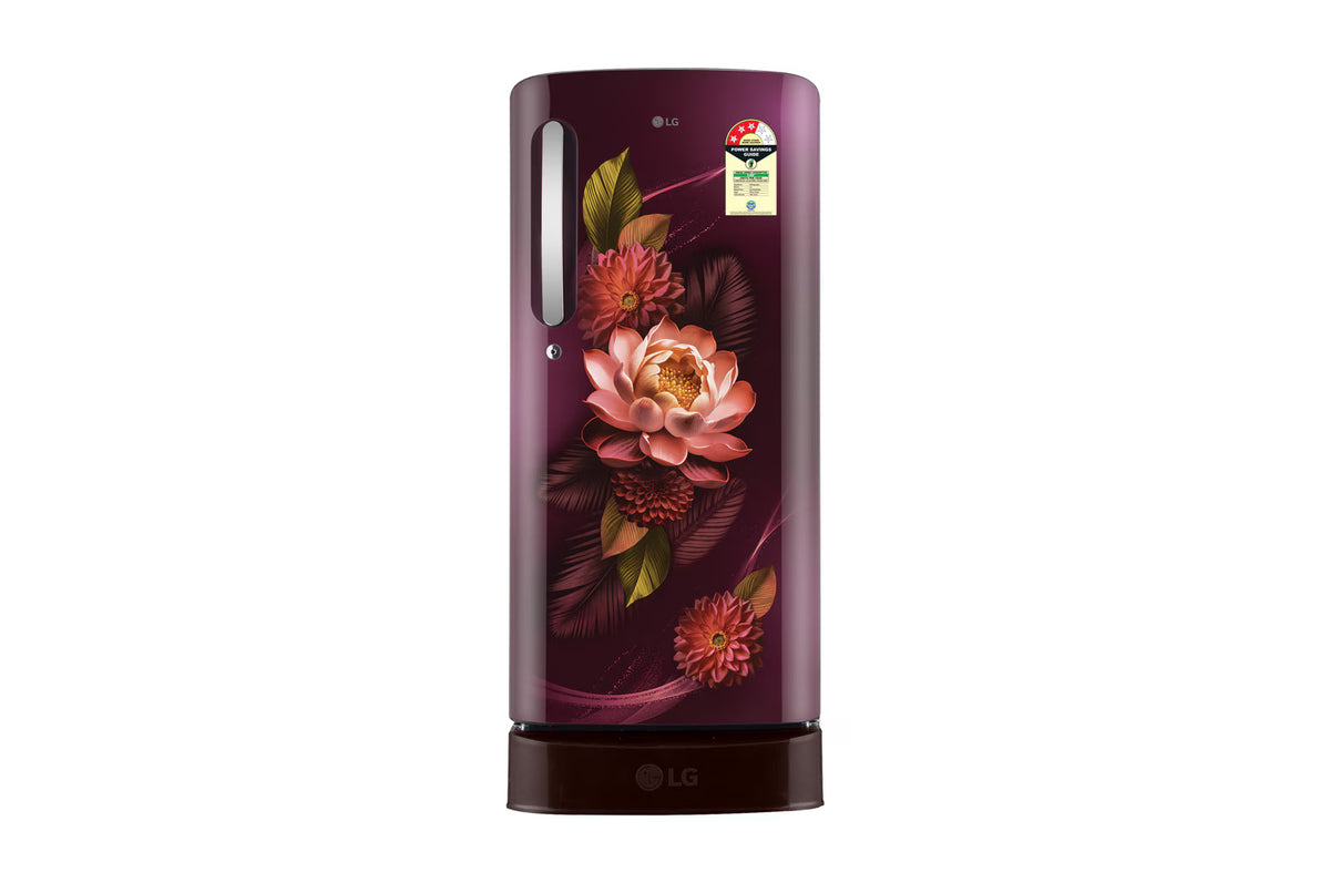 LG 185 L Single Door Refrigerator with Base Stand Drawer, Smart Inverter Compressor, Direct Cool, Red Water Lily, 3 Star,(GLD1936ZARW)
