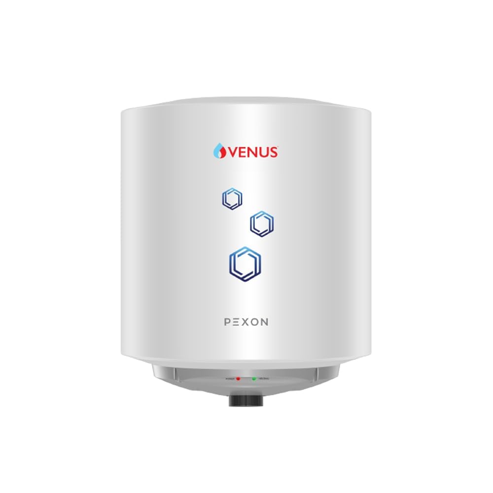 Venus Pexon 10L Storage Water Heater (10PX PEXON WHITE 704250) – 4 Star Rated, Hard Water Compatible, Permacoat Inner Tank, Multi-Safety System, White