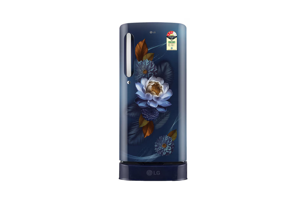 LG 185 L Single Door Refrigerator with Base Stand Drawer, Smart Inverter Compressor, Direct Cool, Blue Water Lily, 3 Star,(GLD1936ZABW)