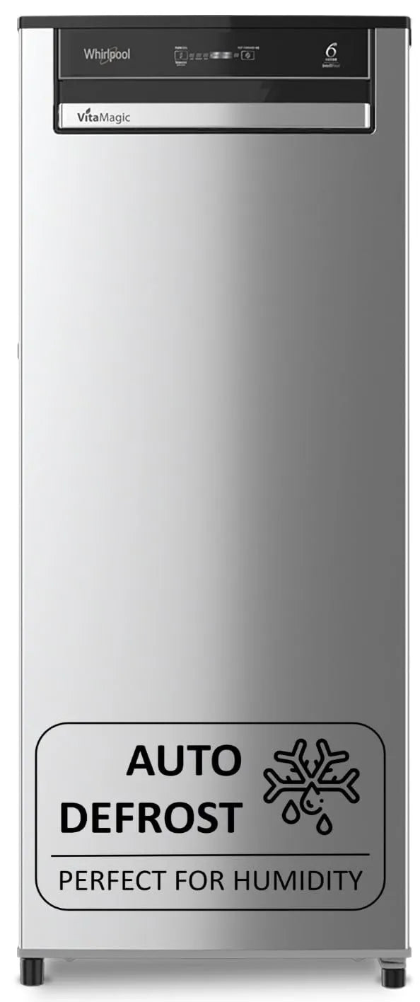 Whirlpool VitaMagic Pro 192L 3 Star Direct Cool Single Door Refrigerator | Alpha Steel | Auto Defrost | Zeolite Technology | Stabilizer Free | Up to 12 Days Garden Freshness 215 VMPRO PRM 3S ALPHA STEEL (73692)