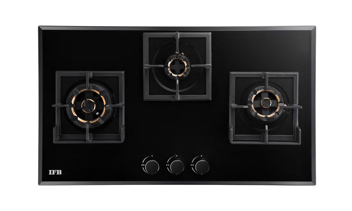 IFB 3 Burners Hybrid Hob with Bevelled Tempered Black Glass