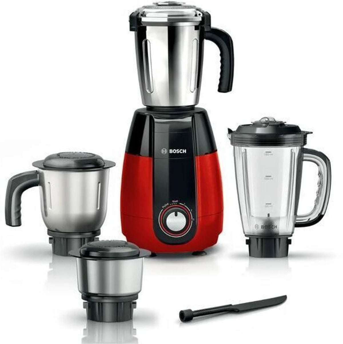 Bosch TrueMixx Pro MGM8842RIN 1000W Mixer Grinder with 4 Jars – Red & Dark Grey Metallic