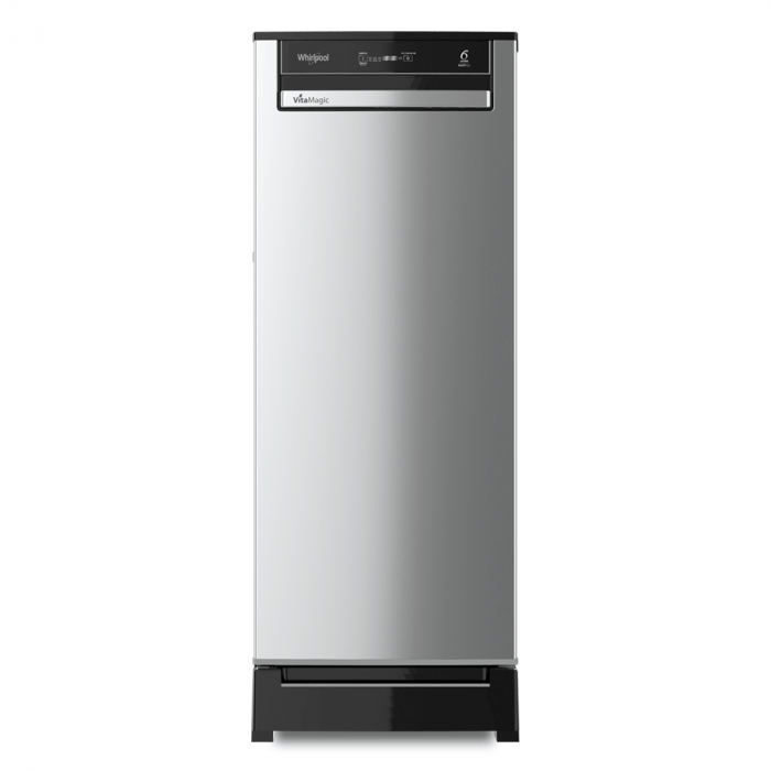 Whirlpool VitaMagic Pro 192L 3 Star Direct Cool Single Door Refrigerator with Base Drawer | Alpha Steel | Zeolite Technology | Stabilizer Free | Auto Defrost | Toughened Glass Shelves 215 VMPRO ROY 3S ALPA STL(73698)