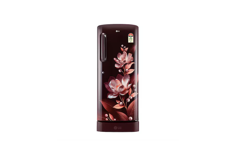 LG 224L Single-Door Refrigerator with Base Stand Drawer, Smart Inverter Compressor in Scarlet Marvel, 5 Star GL-D241ASMU