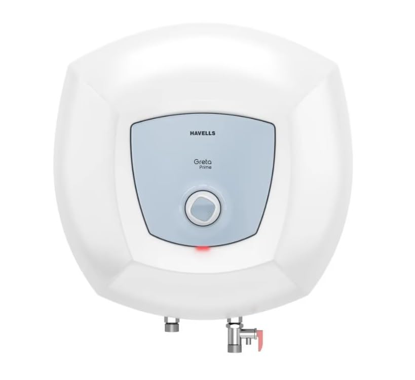 Havells Greta Prime 15L Storage Water Heater 2000W – White & Blue | Glassline Coated Tank