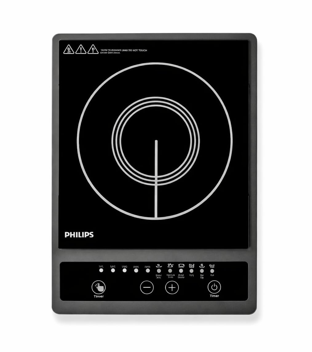 Philips HD4944/01 Induction Cooktop – 1500W Fast Heating Electric Induction Stove with Touch Control