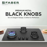 Faber 78 cm 3 Burner Built-in Gas Hob with Brass Burners, Auto Ignition & 8 mm Matt Finish Glass – Hob Della HD783 CI AI