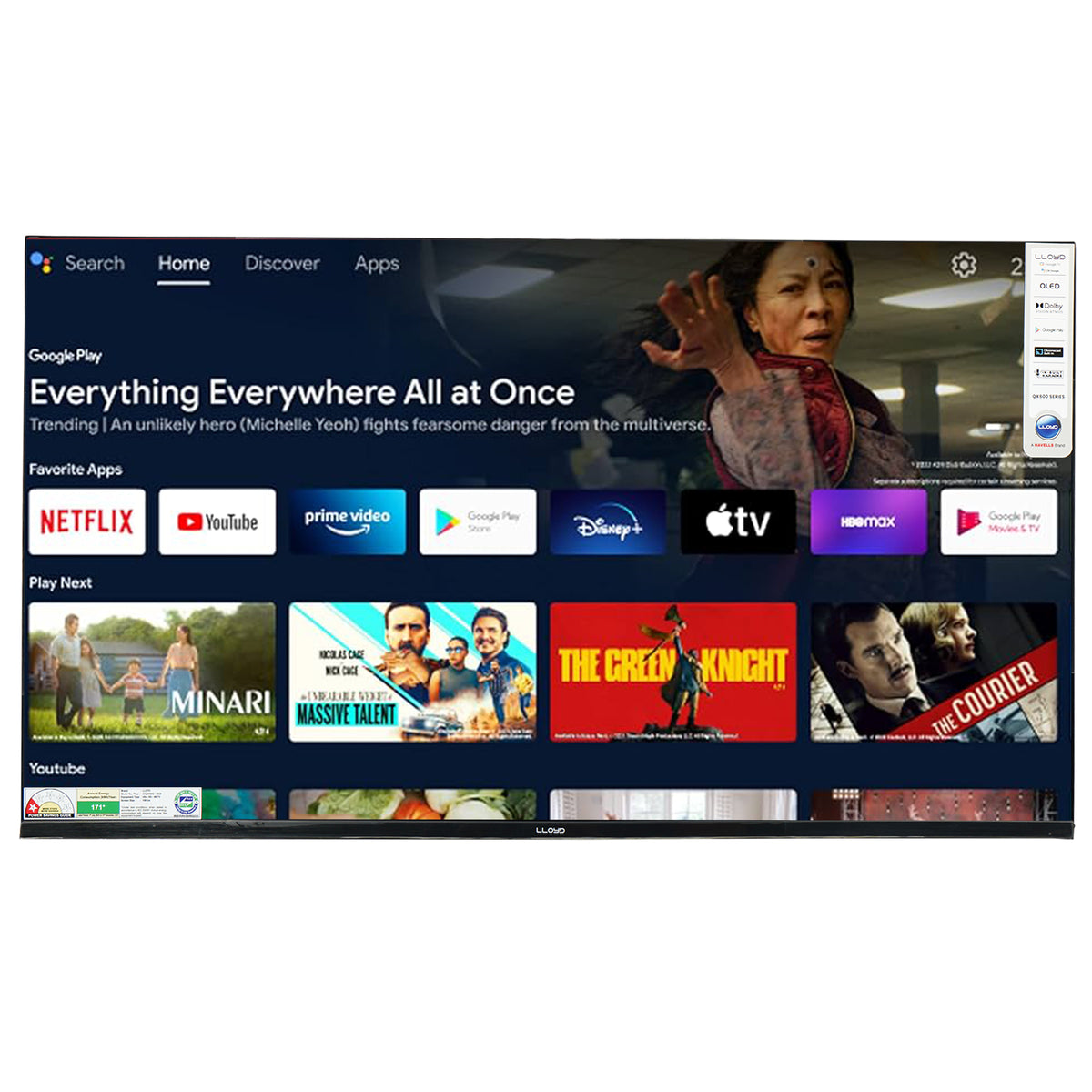 Lloyd 109 cm (43 Inches) 4K Ultra HD Smart QLED Google Smart TV with Built-in Wi-Fi (2025 Model, 43QX600G ,Black,Karaoke Version)