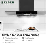 Faber Ignis IN XL 90 cm Filterless Auto-Clean Kitchen Chimney with 1500 m³/hr Suction, Heat Auto Clean, Touch & Gesture Control, Black – HOOD IGNIS IN XL HC SC FL BK 90