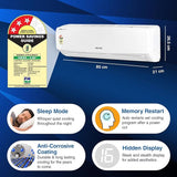 Voltas 1 Ton 3 Star Adjustable Inverter Split AC(Copper, 123V Vectra Elegant, 4-in-1 Adjustable Mode, White)