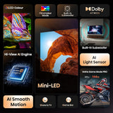Hisense 215 cm (85 inches) U7Q Series 4K Ultra HD Smart QLED Mini LED TV 85U7Q (Black)
