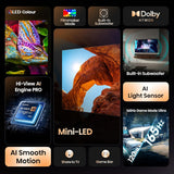 Hisense 253 cm (100 Inches) 4K QLED Mini-LED Smart TV | 1000 NITS Peak Brightness | 165Hz Game Mode | Dolby Vision, Dolby Atmos | 2.1 CH 50W Speakers (Built-in Subwoofer) | VIDAA OS | 100U7Q (Black)