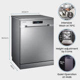Samsung 13 Place Setting Freestanding Dishwasher with Intensive Wash (DW60M6043FS/TL, Stainless Steel, Hygiene Clean, Height Adjustable Rack) (Open Box / Without Box)