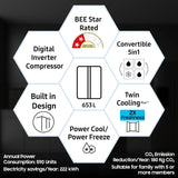 Samsung 653 L, 2 Star, Frost Free, Double Door, Convertible 5-in-1 Digital Inverter, Side By Side Refrigerator (RS76CG80X0S9HL, Silver, Refined Inox)
