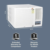Godrej 1.5 Ton 3 Star, Turbo Mode Window AC (Copper, Anti-Dust Filter, Anti-Freeze Thermostat, AC 1.5T WFC 18UTC3-WWB Window, White)