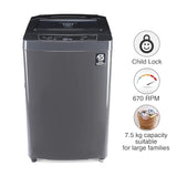 Godrej 7.5 Kg 5 Star Fully-Automatic Top Loading Washing Machine with Aquajet Pulsator (WTEON ADR 75 5.0 PFDTN ROGR, Royal Grey)