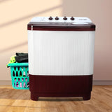 Voltas Beko 7 kg with Fast Dry Double Waterfall 5 Wing Pulsator Semi Automatic Top Load Washing Machine (Maroon &amp; White, WTT70DBRTF)