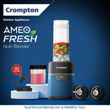 Crompton Ameo Fresh | Premium Nutri Blender | Smoothie Maker | Blender Mixer Grinder | Maxi Blend Technology | Smart safety lock | Power Button | 400 Watts | Sipper Cap | Lump Free Quick Blends