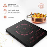 Crompton Instaserve 2000 W Induction Cooktop with 11 Feather Touch Buttons | 8 One touch Cook Menus | Overvoltage Shield Protection