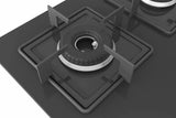 Bosch Series 4 60cm Gas Hob | 3 Burners | 4kW Wok Burner | Tempered Glass Surface | Flame Failure Safety Device | Cast Iron Pan Supports - PNC6B6B11I