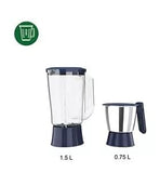 PHILIPS HL7567/03 Juicer Mixer Grinder, 500W, 2 Jars (Stainless Steel &amp; Blender), Deep Azure – Centrifugal Juicing, Rust-Resistant Blades (Open Box)