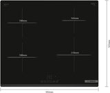 Bosch Series 4 60cm Induction Hob | 4 Cooking Zones | PowerBoost | TouchSelect Control | QuickStart & Restart | Frameless Black Glass - PIE63KBB5E