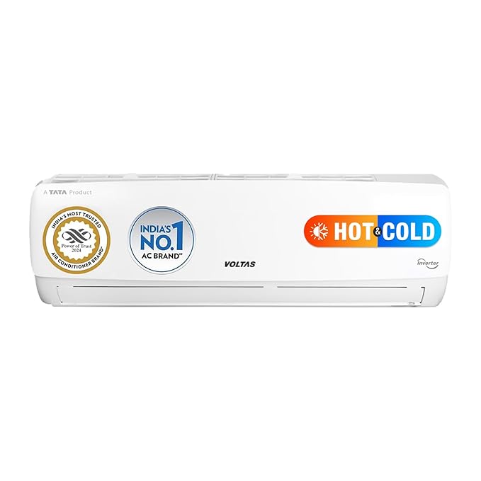 Voltas 2 Ton 3 Star, Hot &amp; Cold Inverter Split AC (Copper, Anti-dust Filter, 243VH Vertis Elegant-1, White)