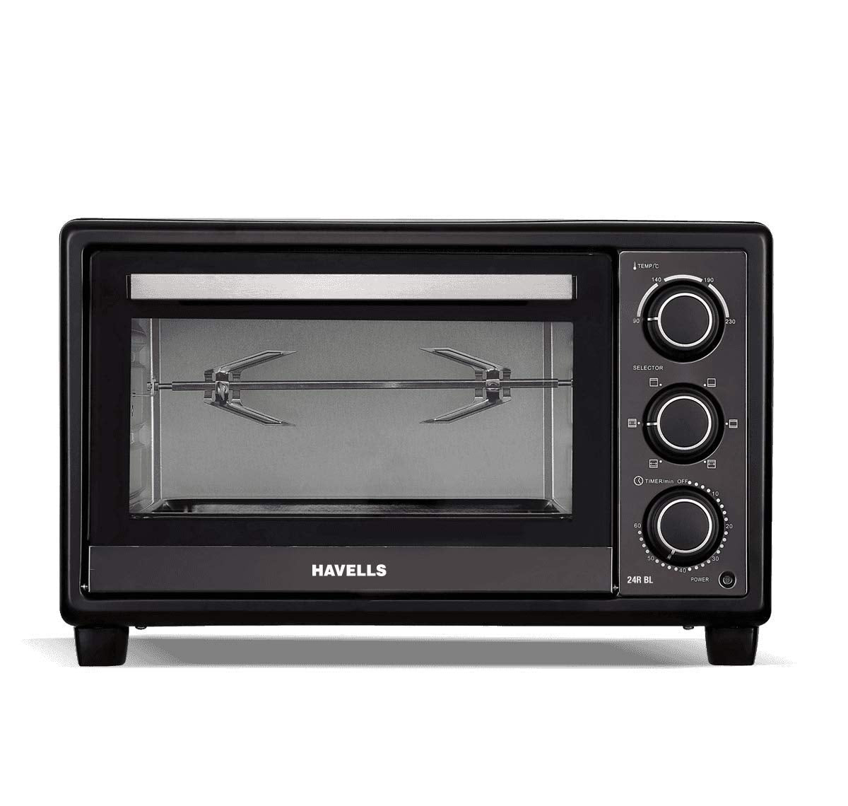 Havells OTG 24R BL 24L Oven Toaster Grill – 6 Heating Modes, Rotisserie, Double Glass Door | 1380W (Black)