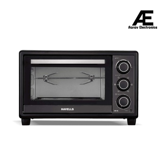 Havells OTG 24R BL 24L Oven Toaster Grill – 6 Heating Modes, Rotisserie, Double Glass Door | 1380W (Black)