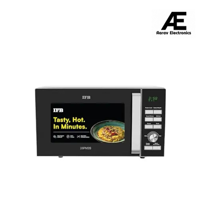IFB 25L Solo Microwave Oven with 61 Auto Cook Menus (25PM2S, Silver, Easy to use Jog dial & Buttons, Mug Recipes, Steam Clean, Auto Reheat, Preset Timer, Power Save, Multi-Stage Cooking)