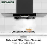 Faber Ignis IN XL 90 cm Filterless Auto-Clean Kitchen Chimney with 1500 m³/hr Suction, Heat Auto Clean, Touch & Gesture Control, Black – HOOD IGNIS IN XL HC SC FL BK 90