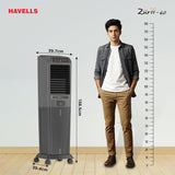 Havells Zurii 60 L Tower Air Cooler for Room|With Remote & Electronic Panel|Fully Collapsible louvers|Low Water Alarm|Dust Filter Net|Timer Function|Bacteria Shield Honeycomb Pads|Dry Run Protection