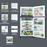 SHARP 613L 2 Star J-Tech Inverter Frost Free Double Door Refrigerator (SJGP60TBKEC, Glass Black, Plasmacluster Ions, Express Freeze, Hybrid Cooling)