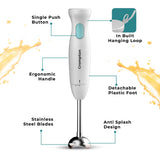 Crompton Blendserve 300W Hand Blender (ACGHB-BLENDSERVSS) | Steel Stem | Detachable & Silent