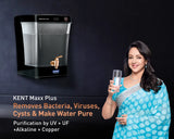 KENT Maxx Plus Black UV Water Purifier | UV+UF | 7L Tank | Alkaline & Copper | TDS Up to 150 ppm