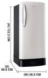 LG 201 L Single Door Refrigerator with Base Stand Drawer, Smart Inverter Compressor, Direct Cool, Natural Beige, 5 Star,(GLD2156ZHNB)