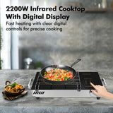 Havells 2200 Watt Infrared Induction Cooktop Glo TV22-6KV Surge Protection, Sensor Touch,Universal Utansil Compatibility, SS304 Food grade grill