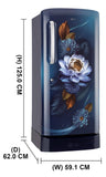 LG 210 L Single Door Refrigerator with Base Stand Drawer, Smart Inverter Compressor, Direct Cool, Blue Waterlilly, 5 Star,(GLD2256ZABW)