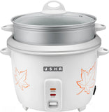 Usha RC18SS2D 1.8L Electric Rice Cooker with Steaming Feature – White