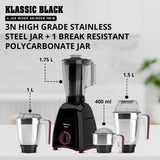 Havells Klassic 750W Mixer Grinder with 4 Jars | 21000 RPM Heavy Duty Motor | Stainless Steel Blades